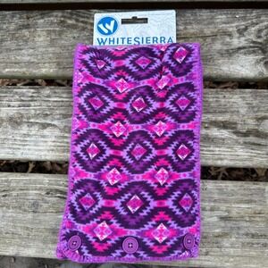 NWT White Sierra Cozy Infinity Scarf Southwestern Geometric Print Fleece Pink OS